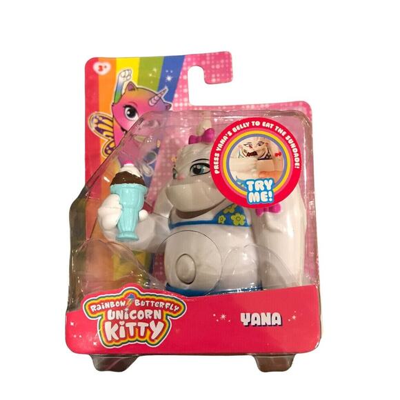 Rainbow Butterfly Unicorn Kitty Yana 3" Figure Furr-Tastic Feature - Picture 1 of 2
